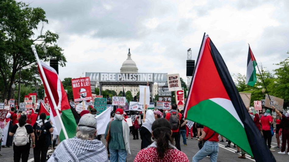 Milhares de pessoas protestam contra Netanyahu no Capit&oacute;lio, em Washington