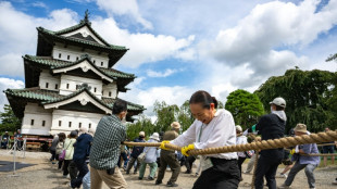 With ropes and chants, thousands move Japanese castle